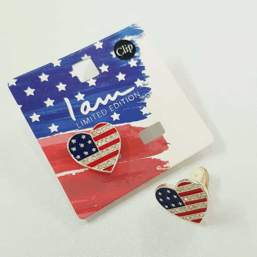 گوشواره کلیپسی قلبی نگین