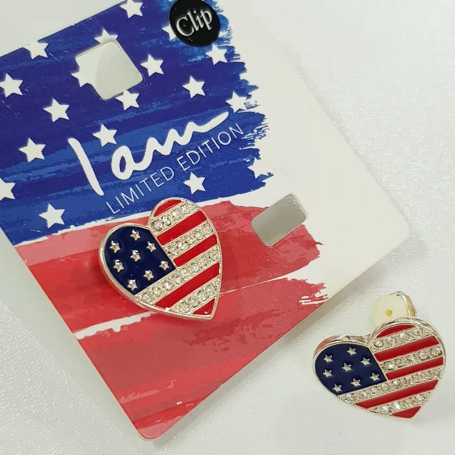 گوشواره کلیپسی قلبی نگین