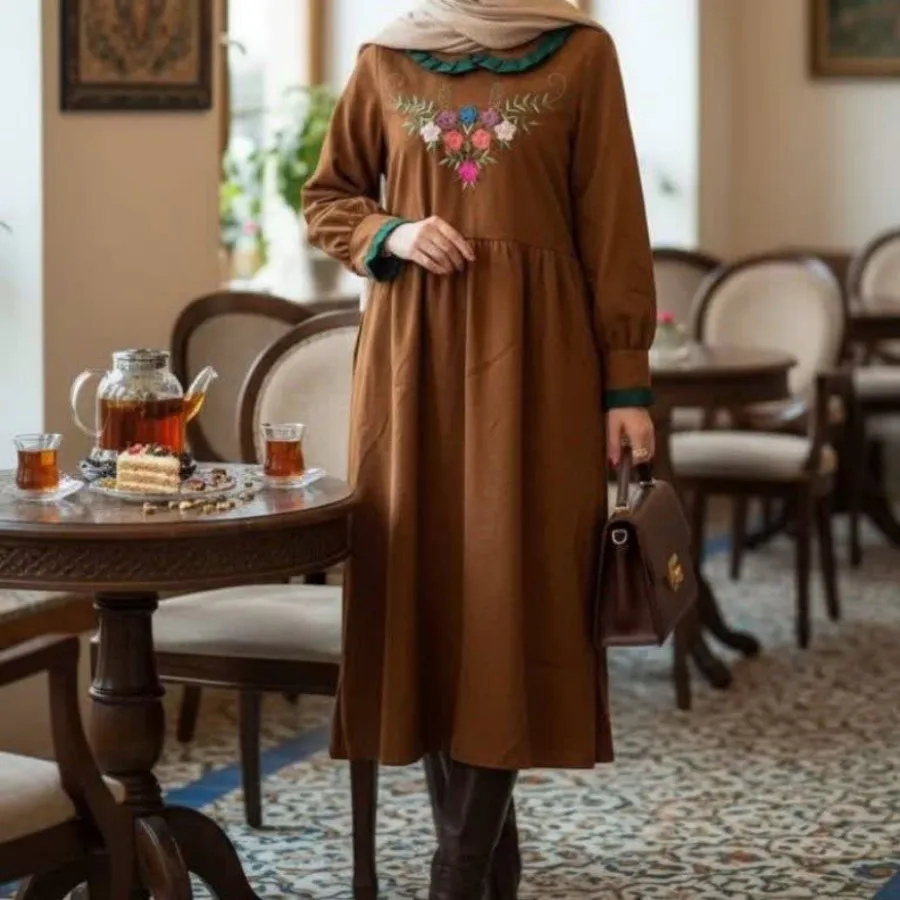 پیراهن مخمل گلدوزی