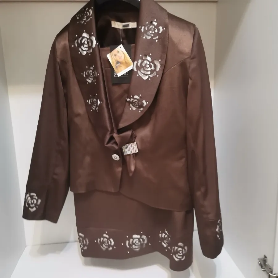 ست کت دامن قهوه ای 44.46