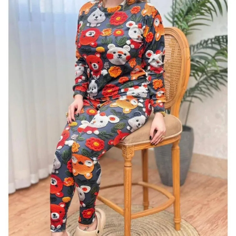 بلوز شلوار مخمل سه بعدی