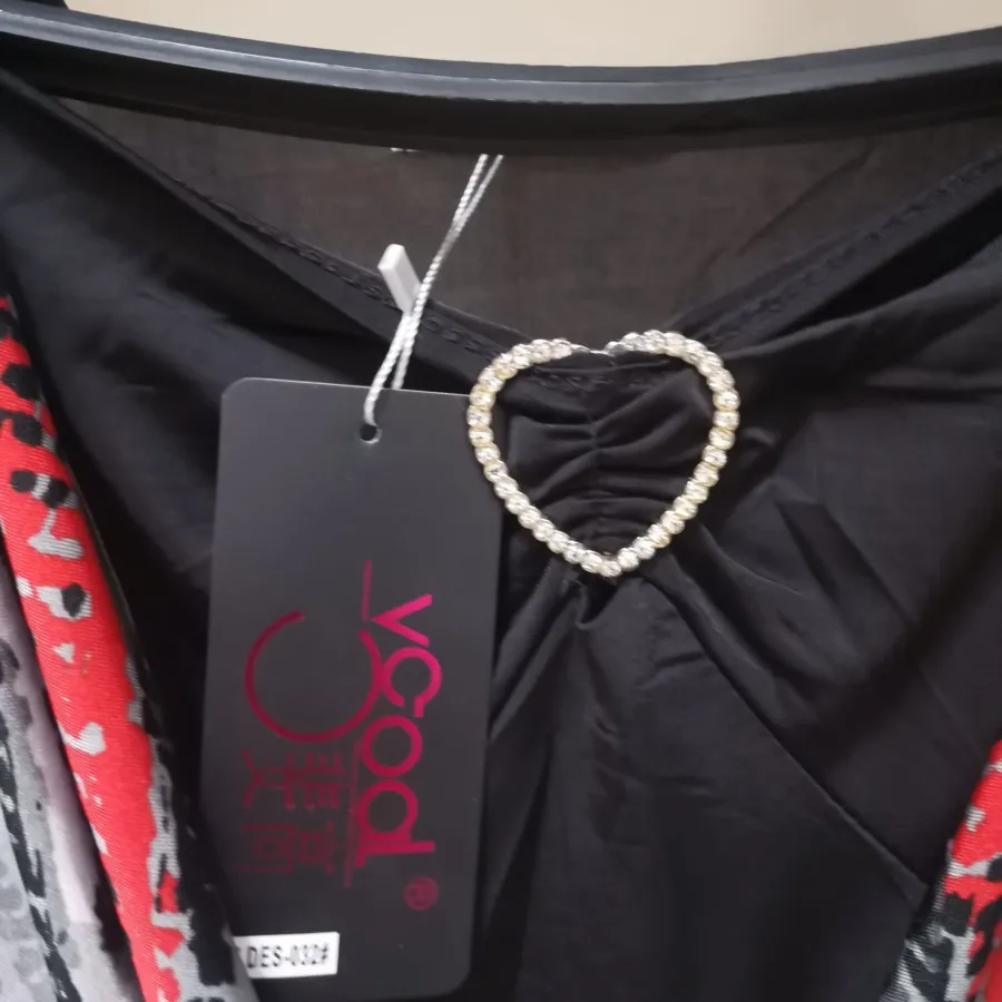 شومیز ریون مشکی قرمز