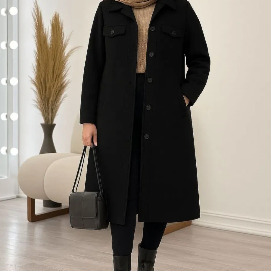 پالتو بلند فوتر پشمی