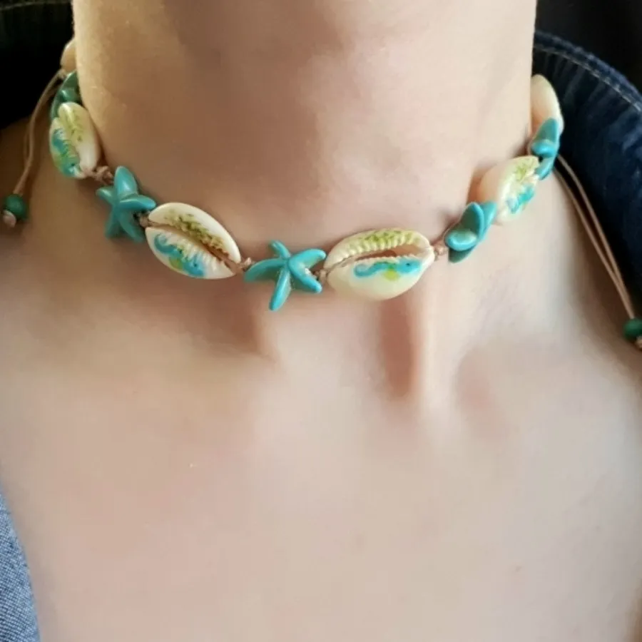 گردنبند صدف طبیعی و ستاره