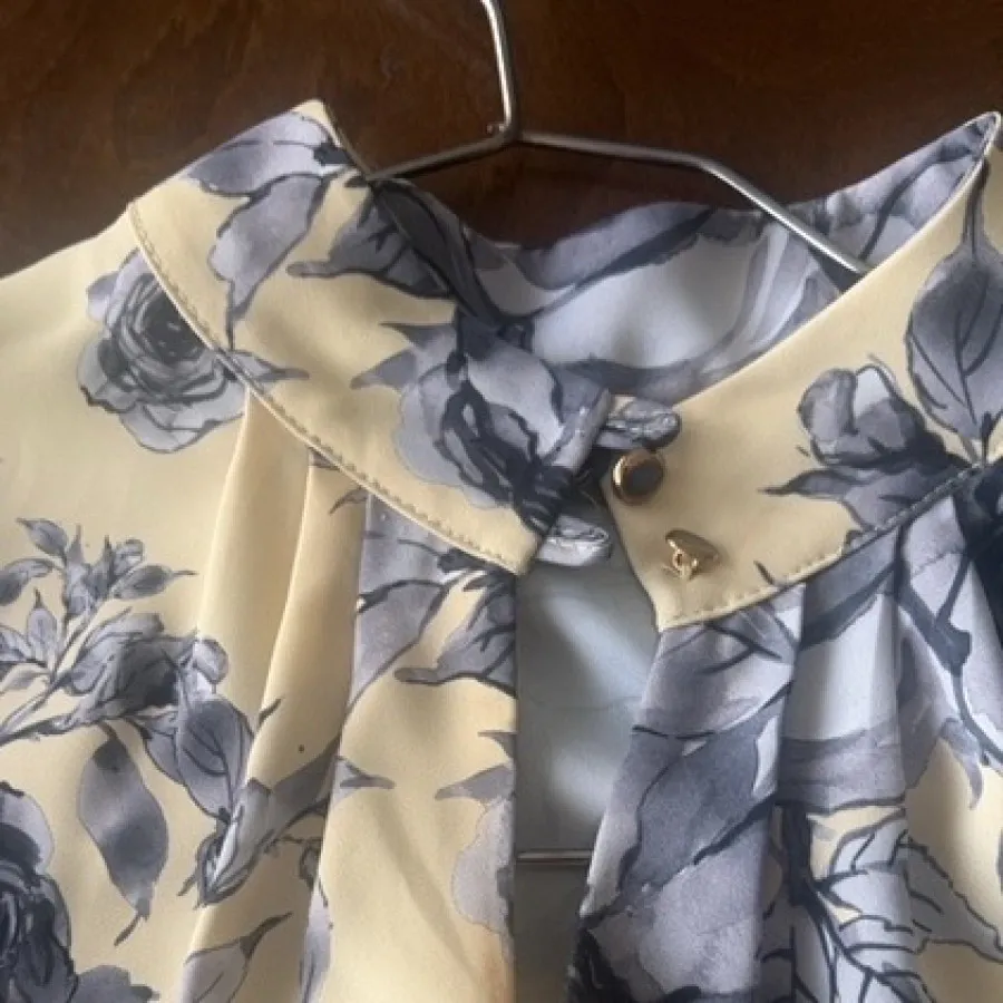 شومیز زرد کره ای گلدار