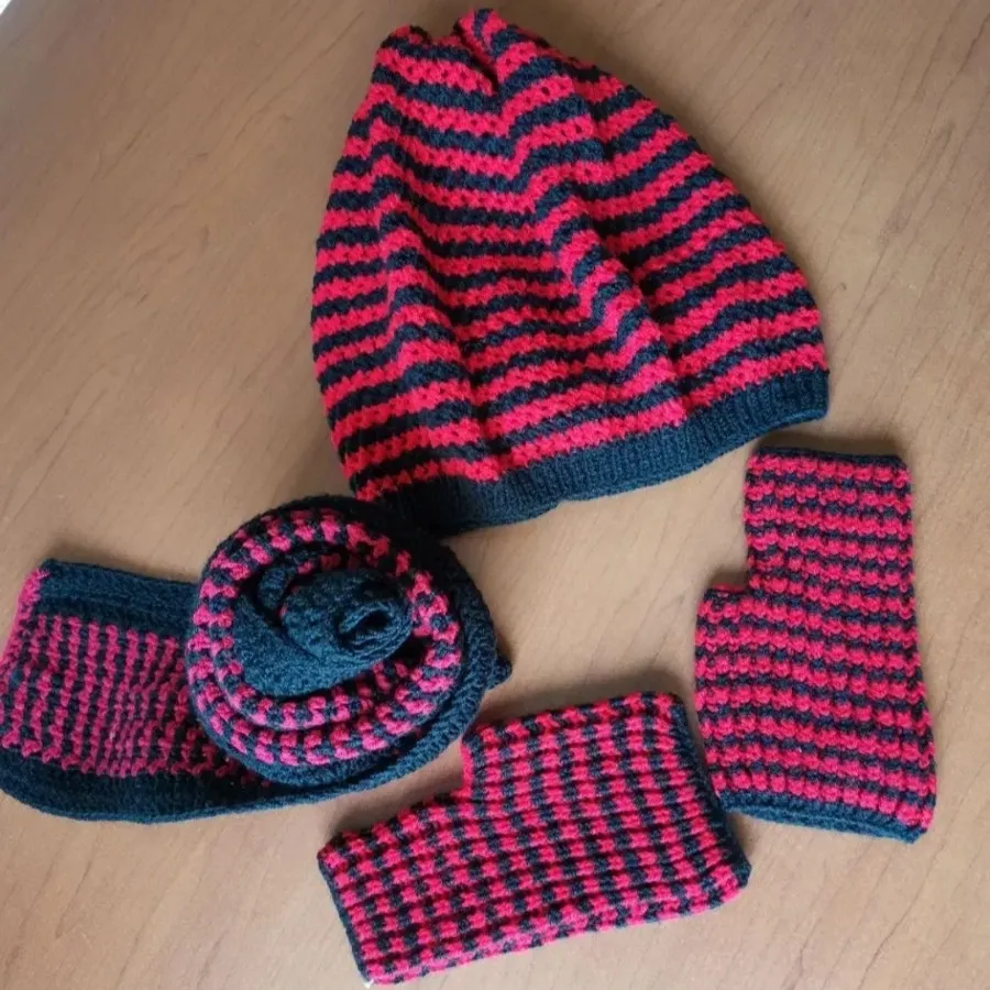 ست دستباف شال کلاه و دستک