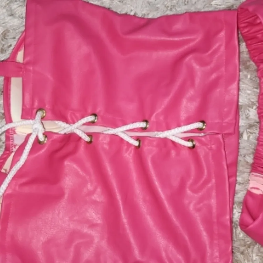 ست کراپ دامن چرم