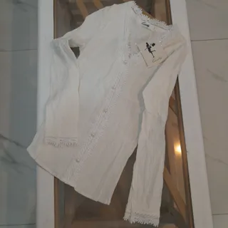 شومیز سفید آستین بلند