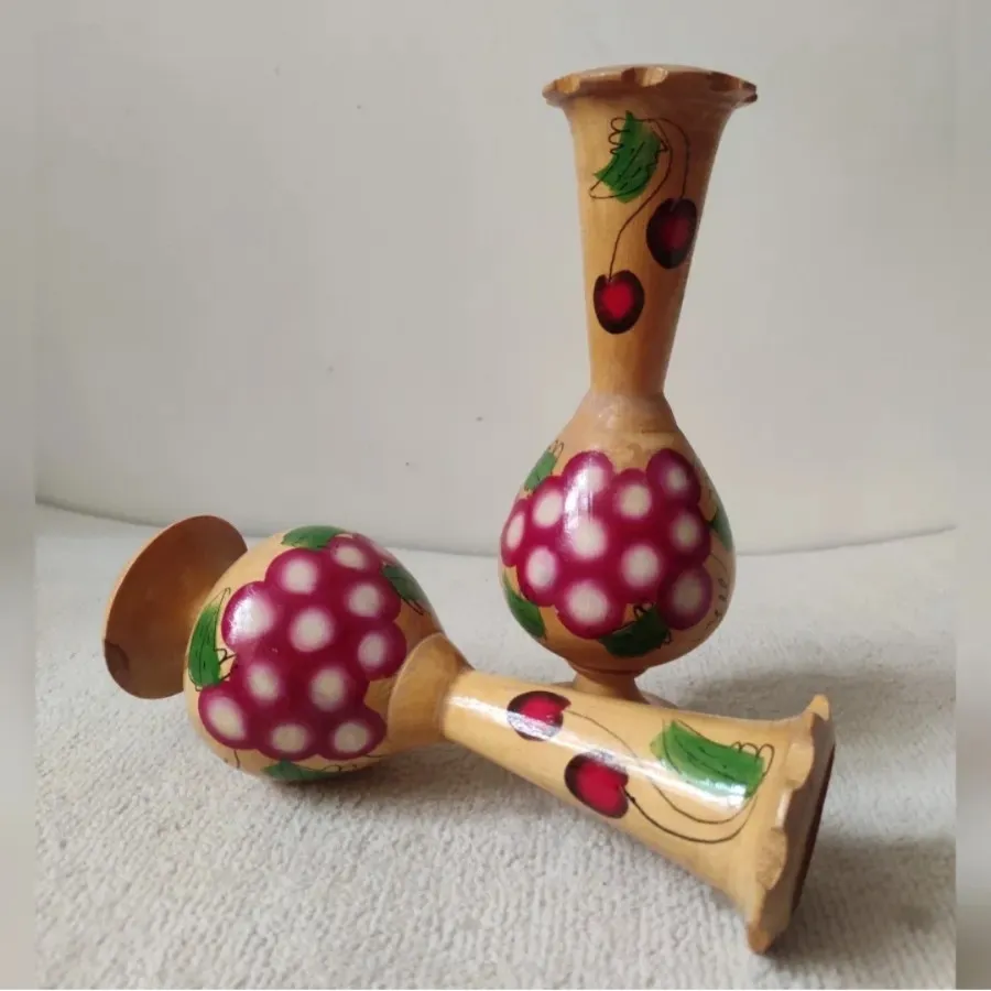 جفت گلدان چوبی