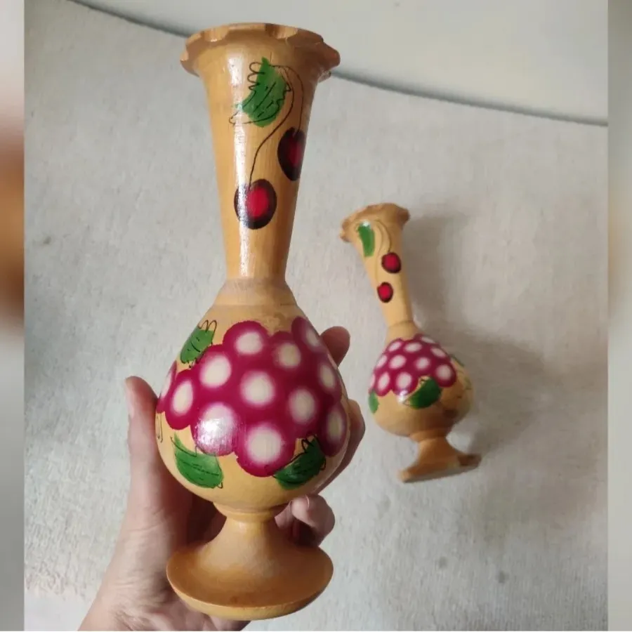 جفت گلدان چوبی