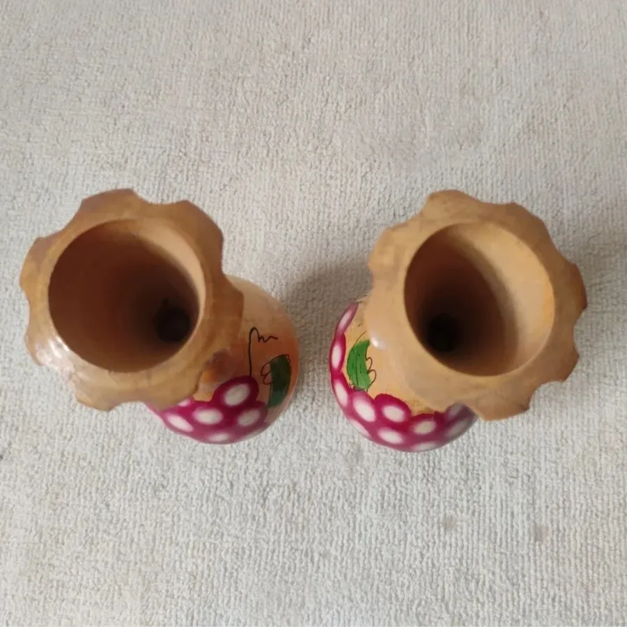 جفت گلدان چوبی