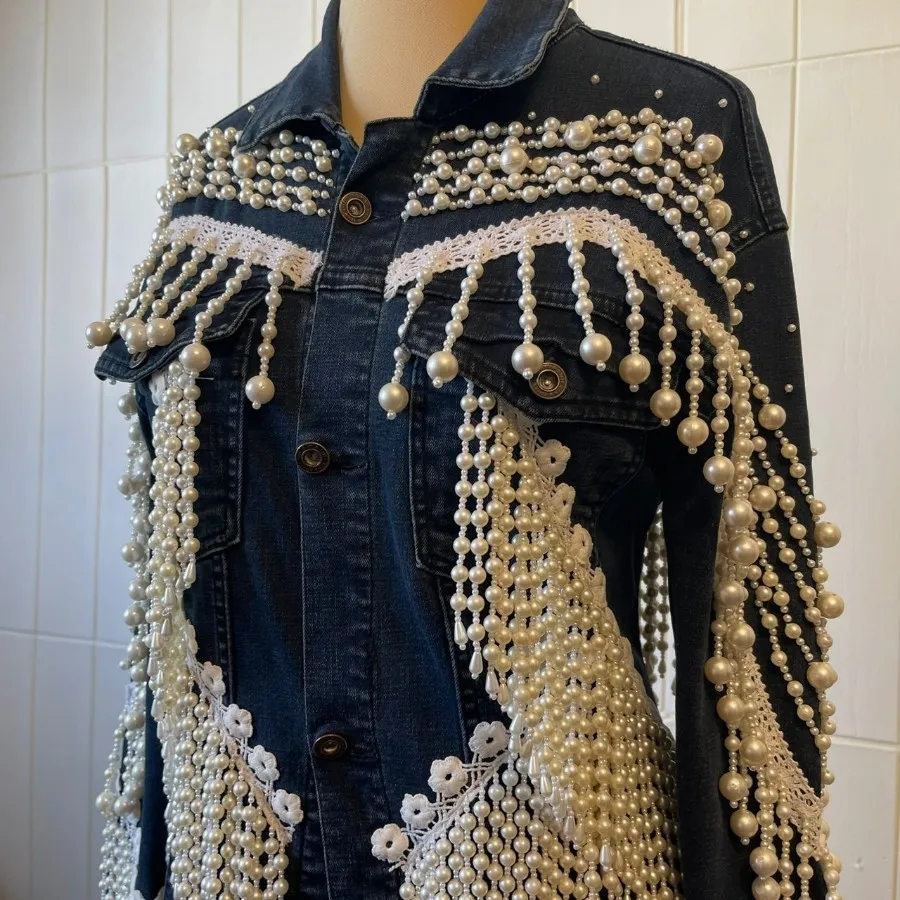 کت جین مرواریدی