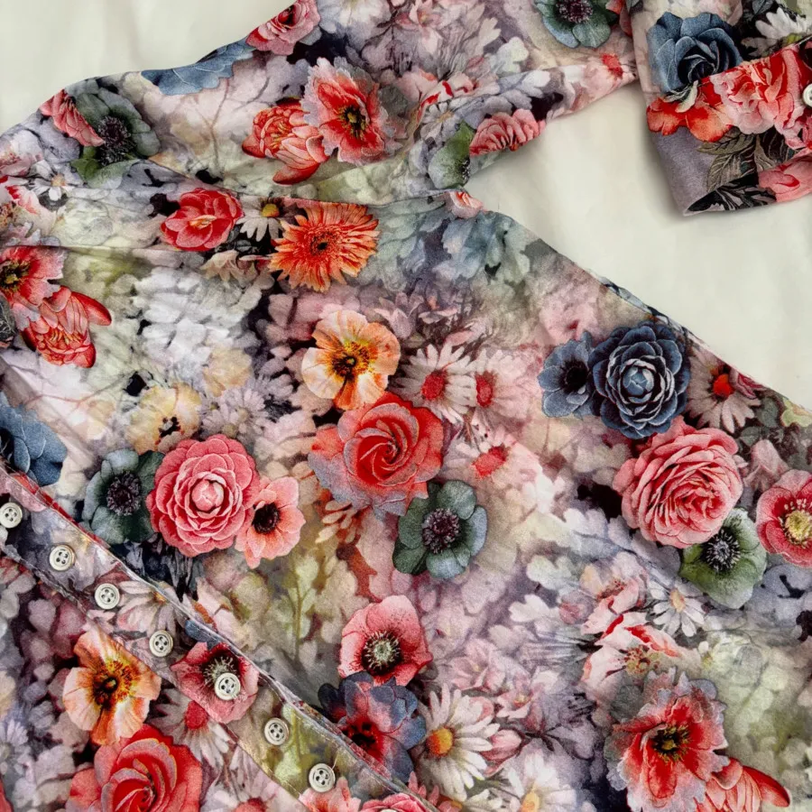 شومیز گلدار نخی