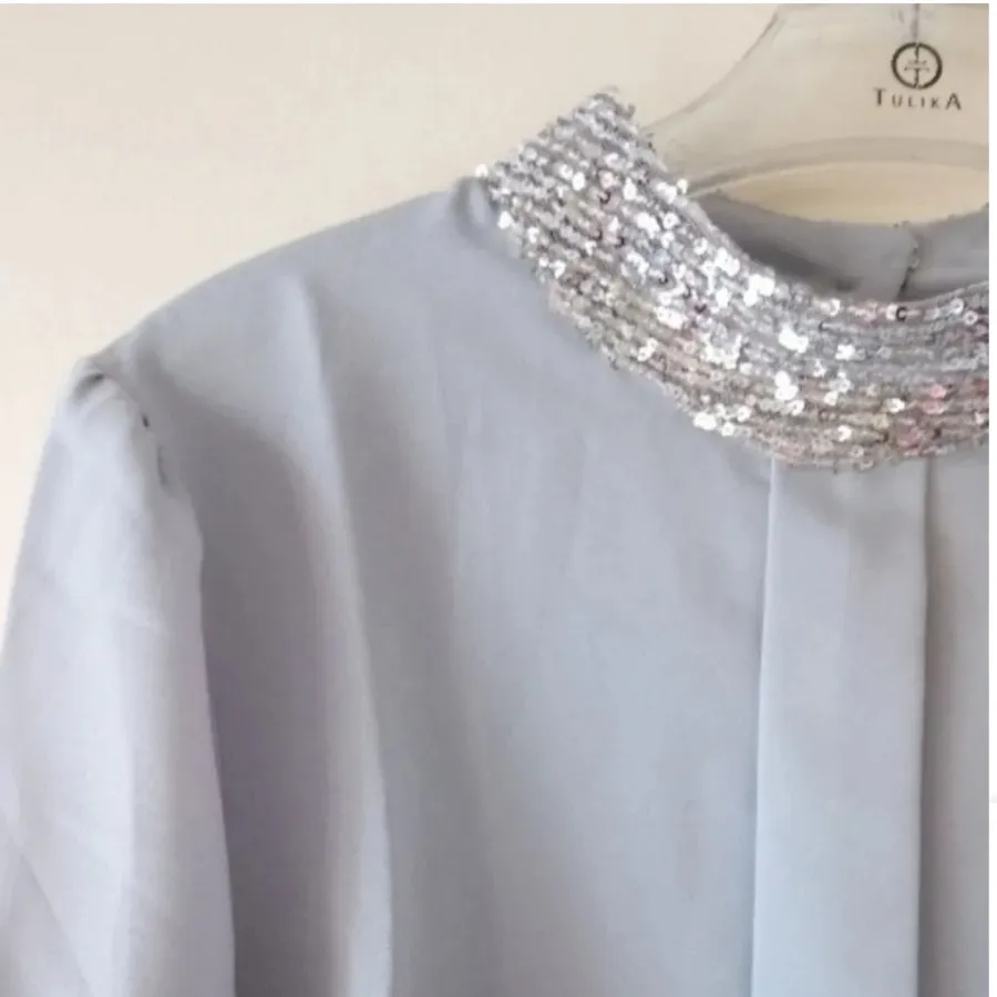 شومیز کرپ حربر یقه پولک