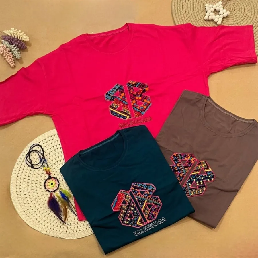 تیشرت باکسی رنگی تیکه دوز