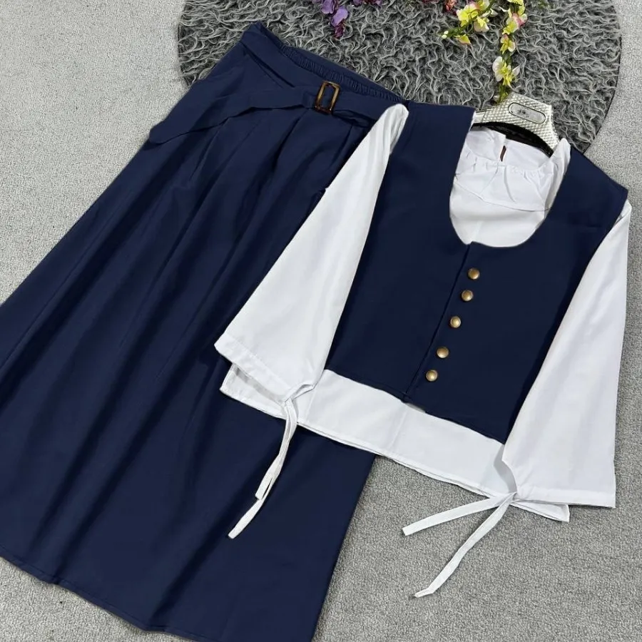 شومیز دامن جلیقه کمربند