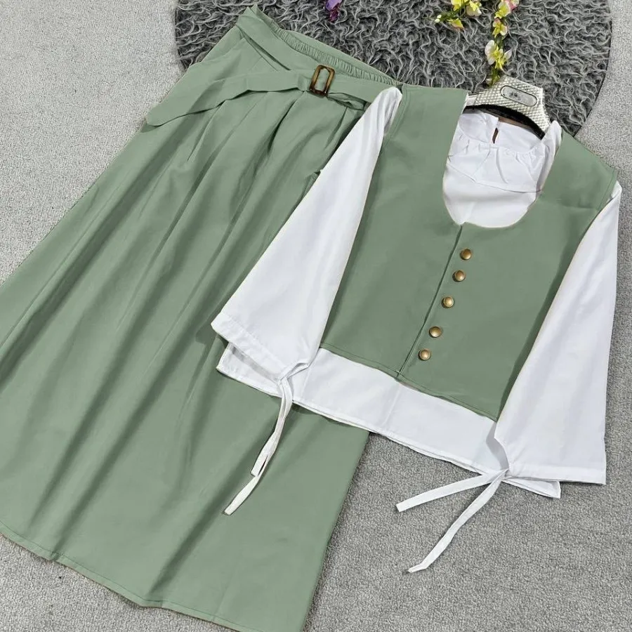 شومیز دامن جلیقه کمربند