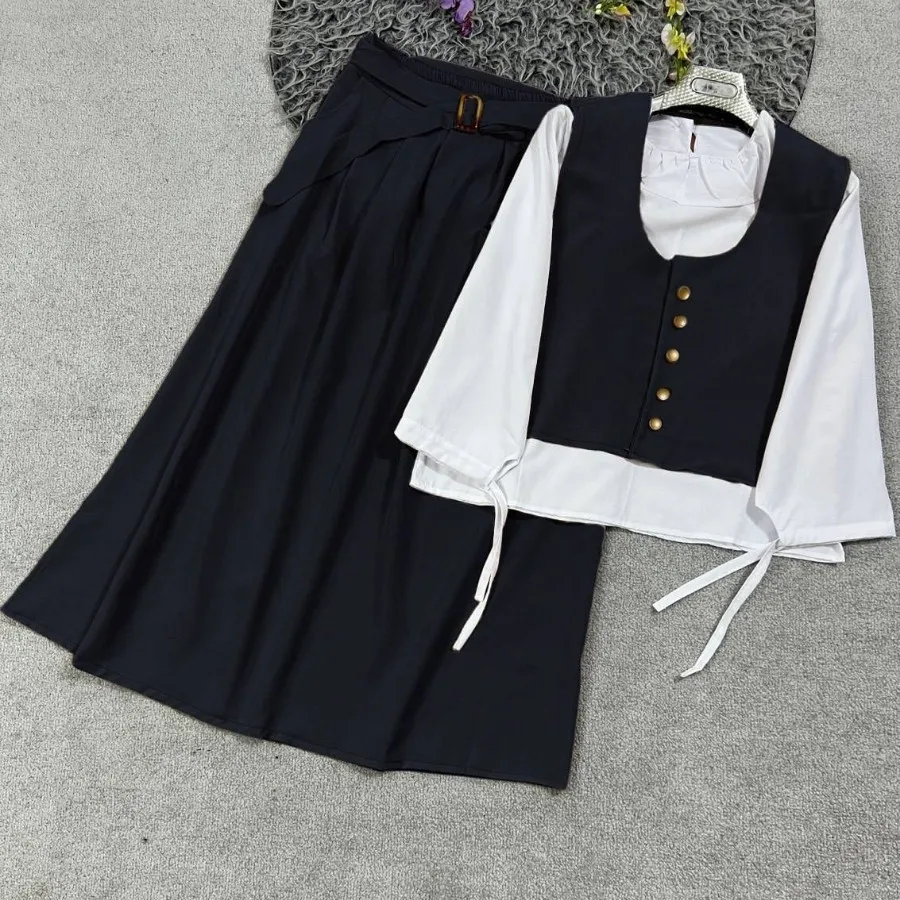 شومیز دامن جلیقه کمربند