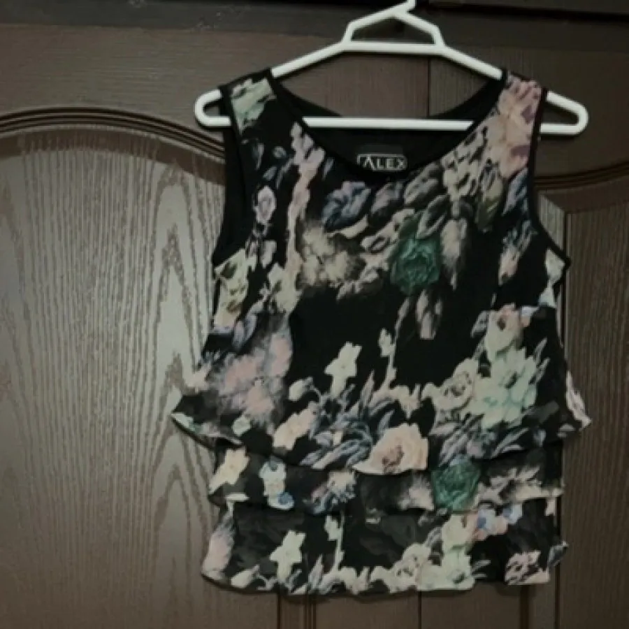 تاپ زیر و رویی حریر گلدار