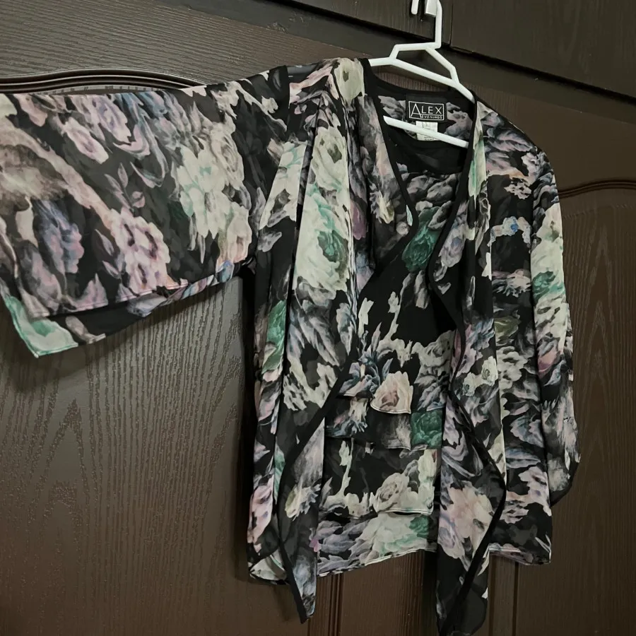 تاپ زیر و رویی حریر گلدار