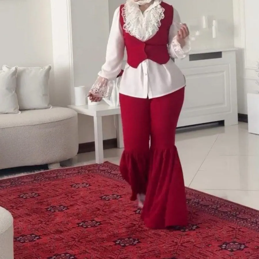 شومیز شلوار جلیقه روسری