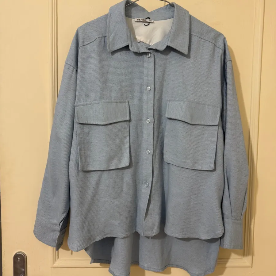 شومیز پاییزه آبی کمرنگ