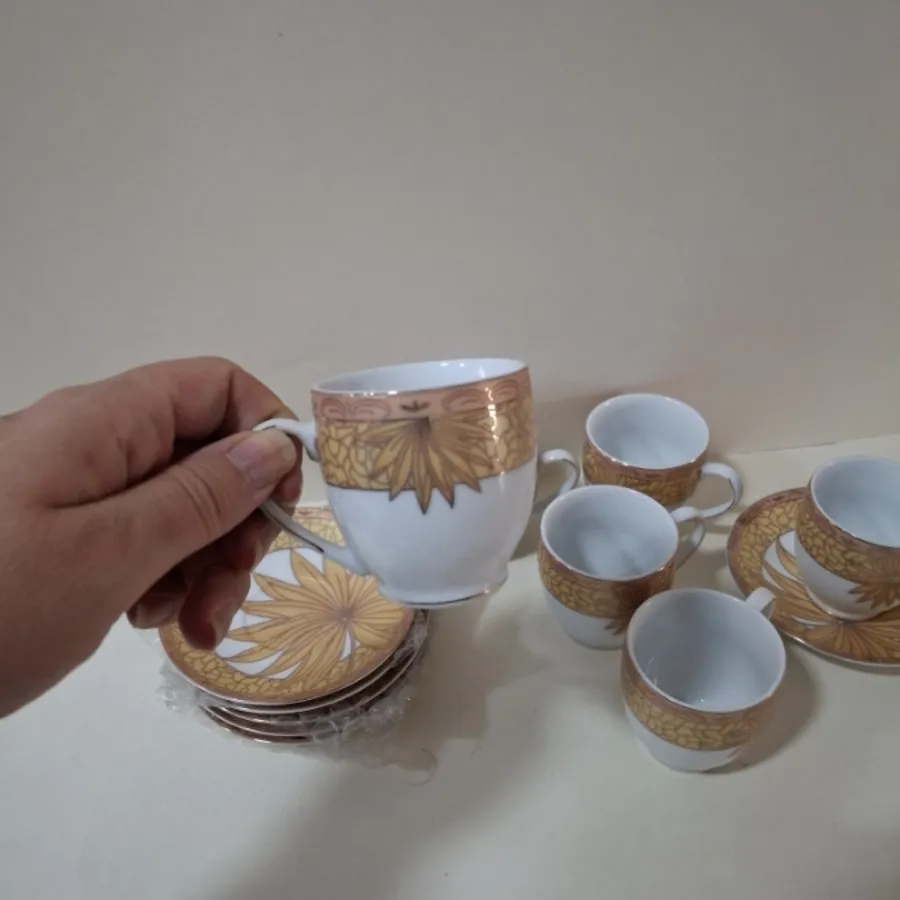 فنجان نعلبکی قهوه طلاکوب