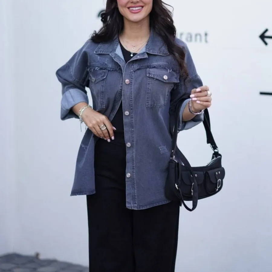 شومیز جین گرم بالا