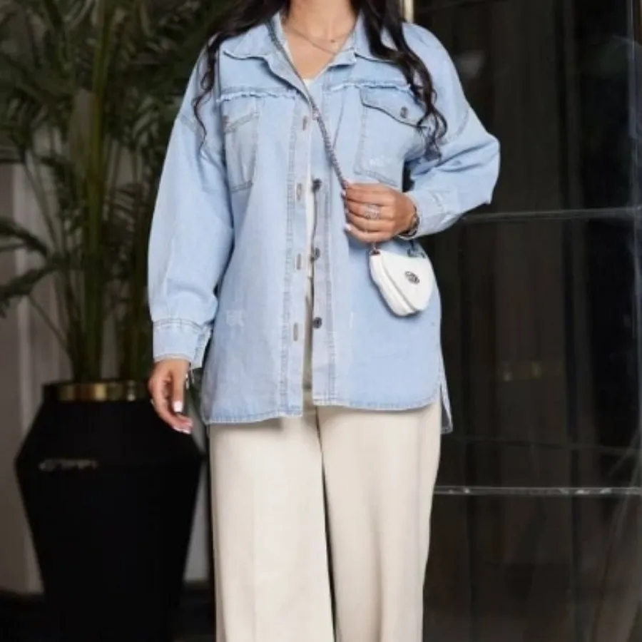 شومیز جین گرم بالا