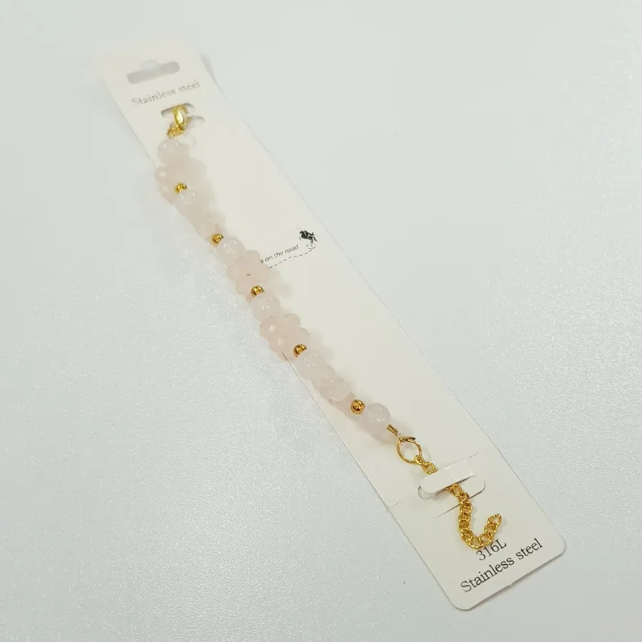 دستبند مهره صورتی استیل