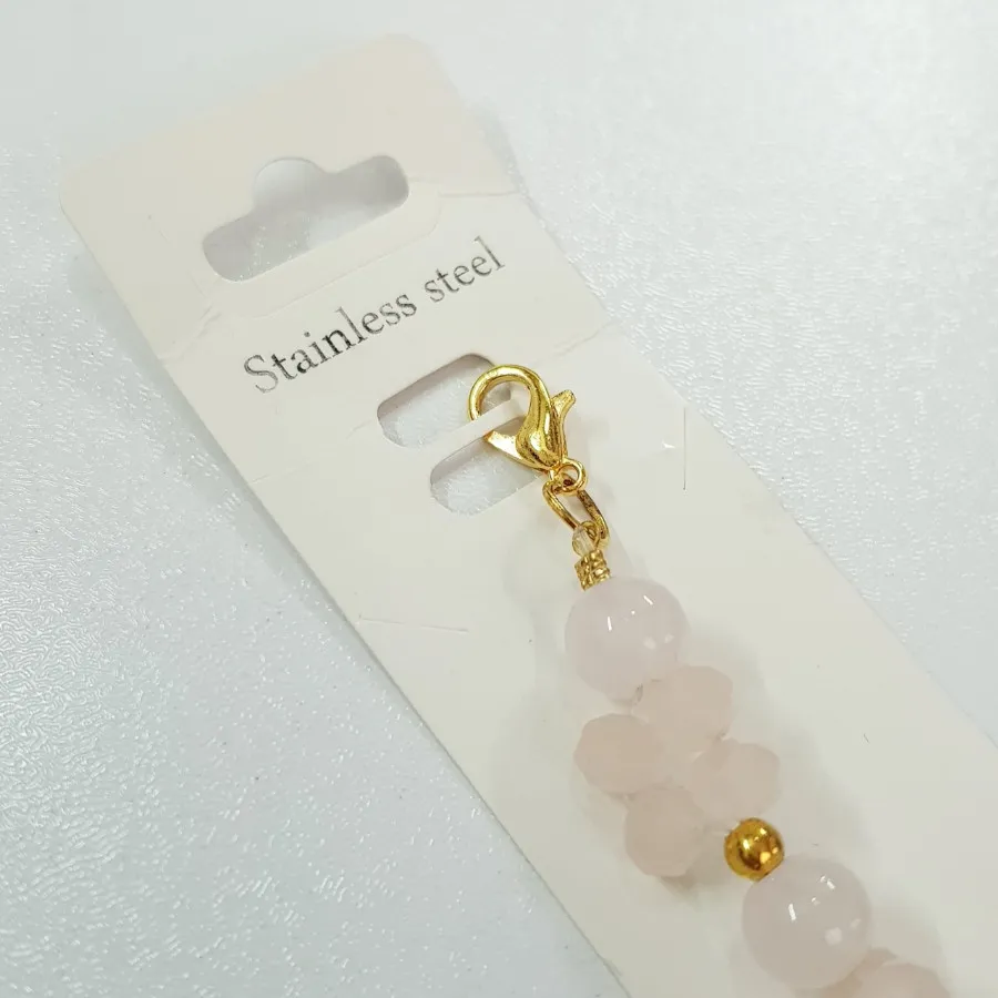 دستبند مهره صورتی استیل