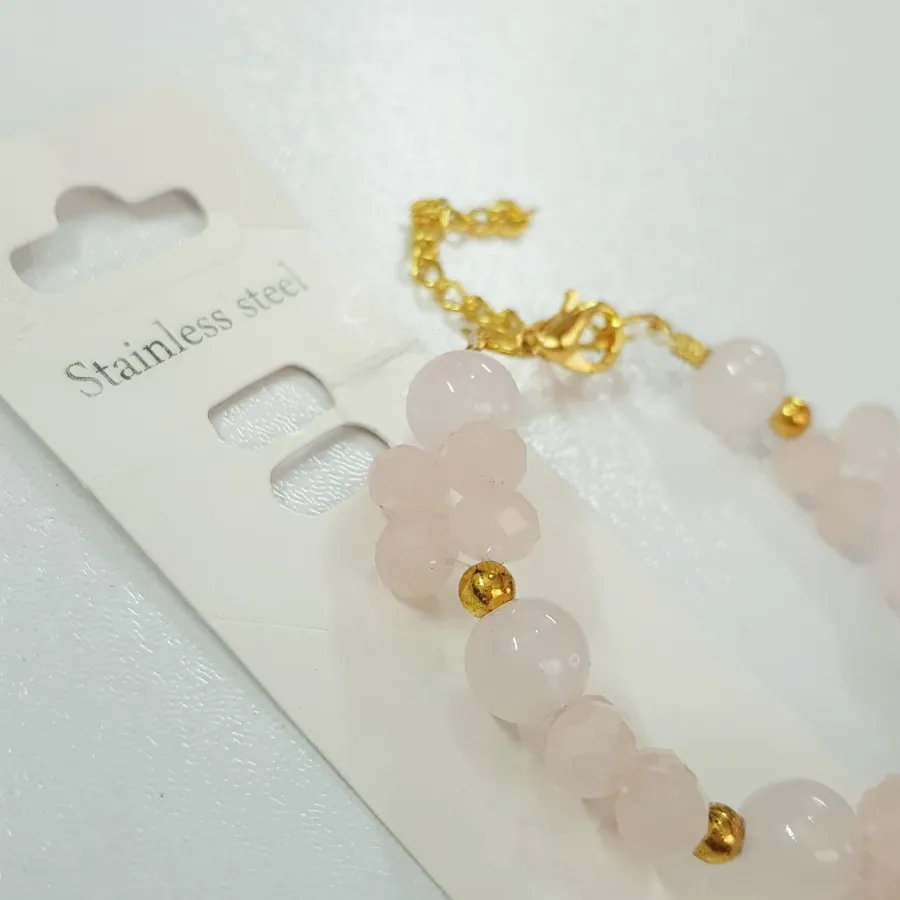 دستبند مهره صورتی استیل