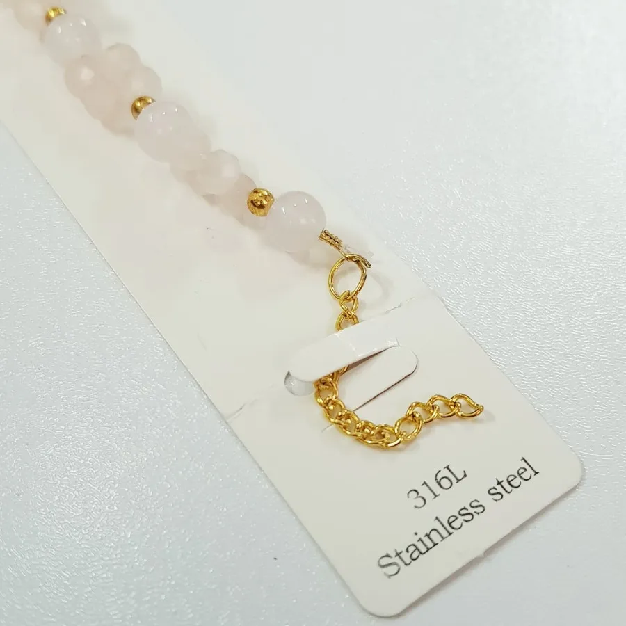 دستبند مهره صورتی استیل