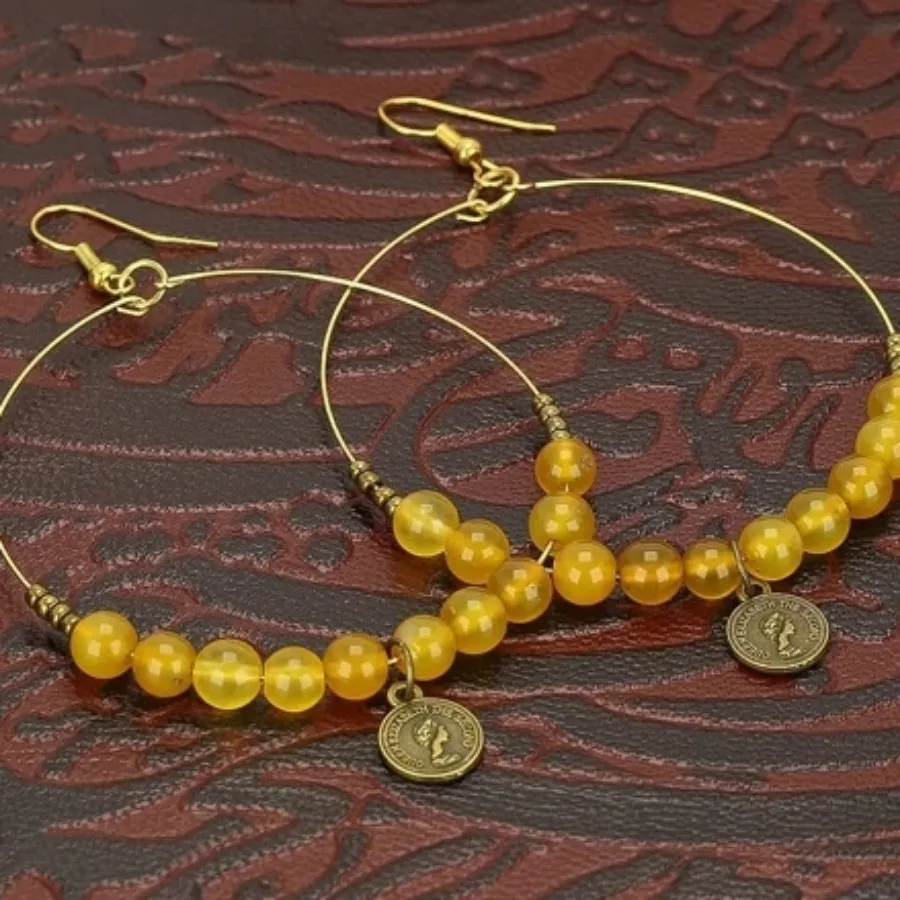 گوشواره حلقه ای سنگ معدنی