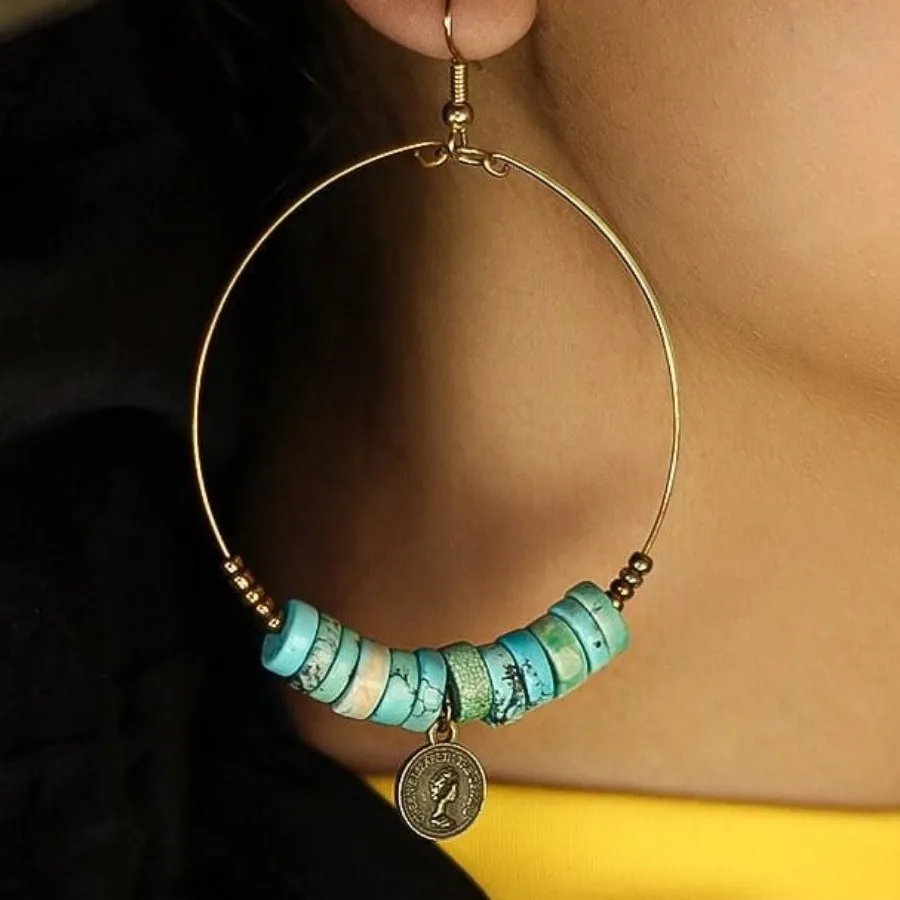 گوشواره حلقه ای سنگ معدنی