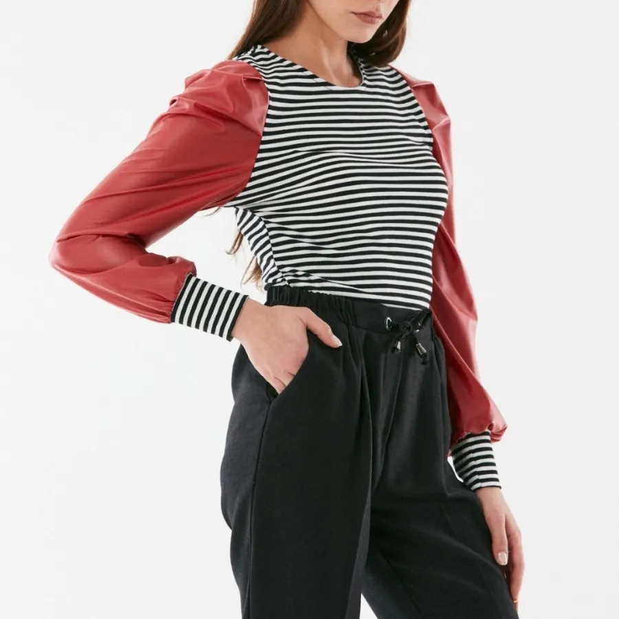 پیرهن آستین چرم تُرک