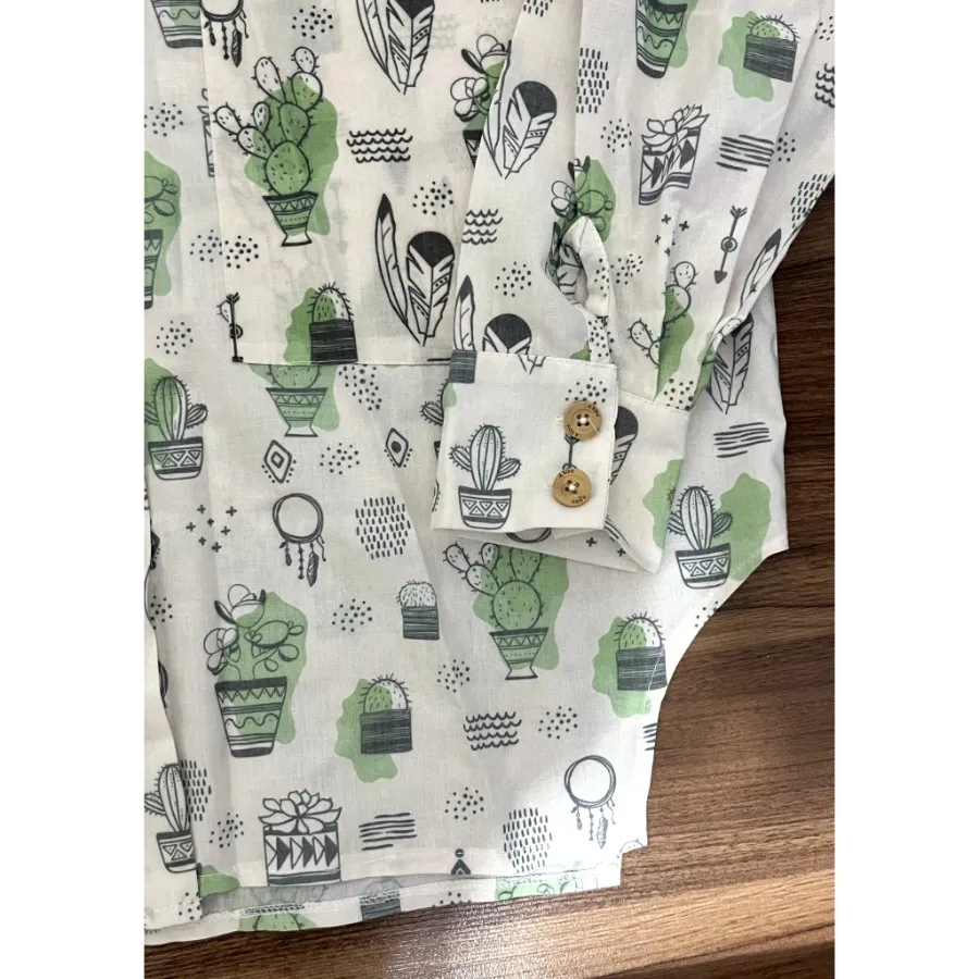 شومیز نخی طرح کاکتوس