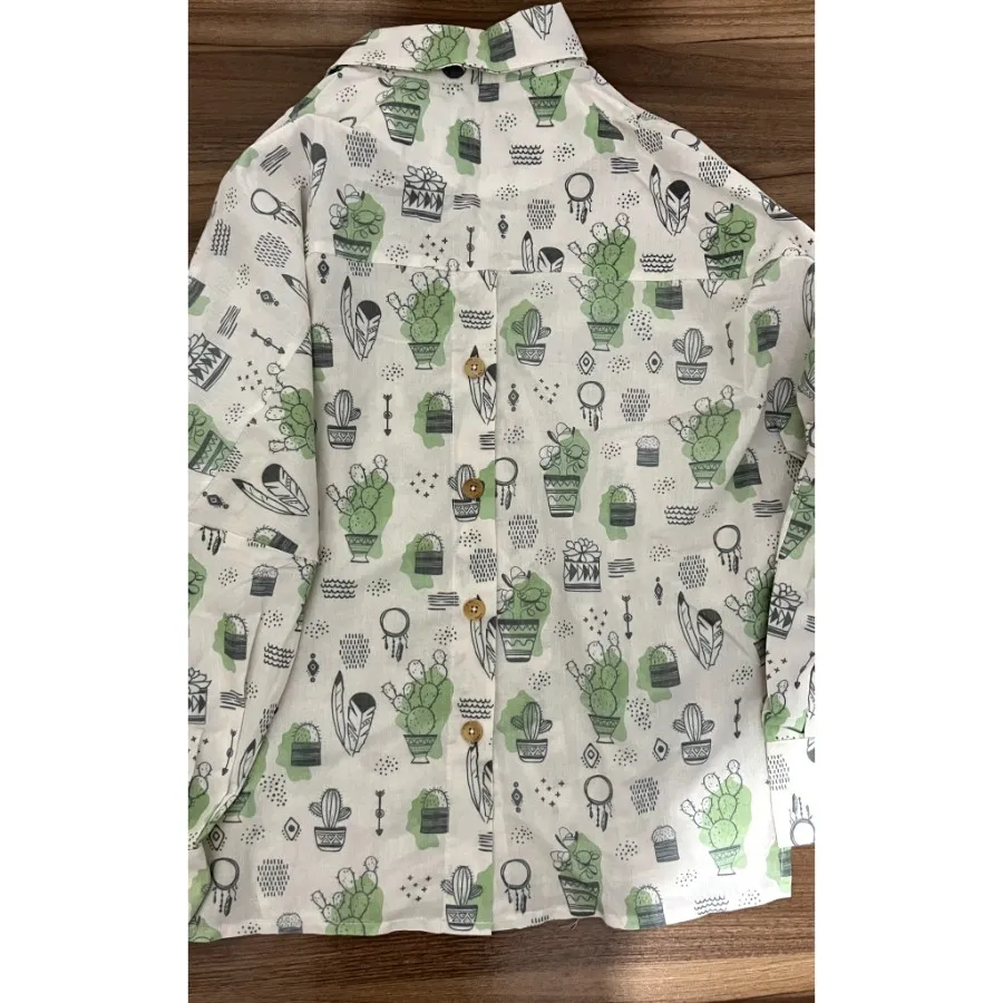 شومیز نخی طرح کاکتوس