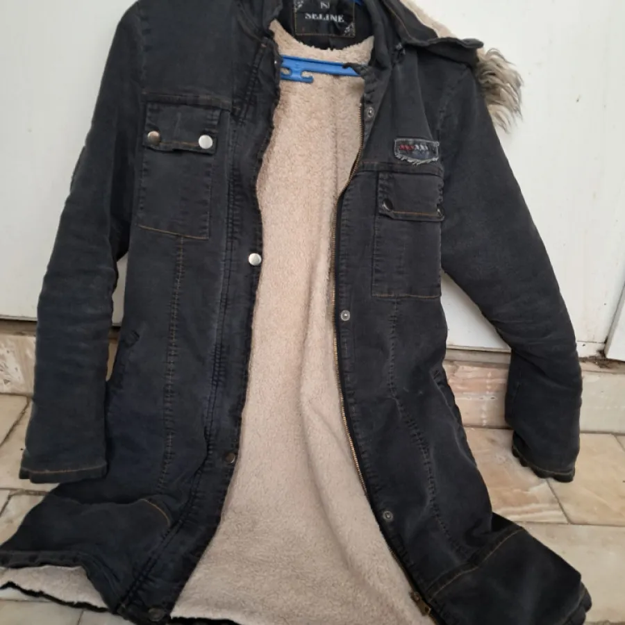 پالتو جین داخل خز کلاهدار