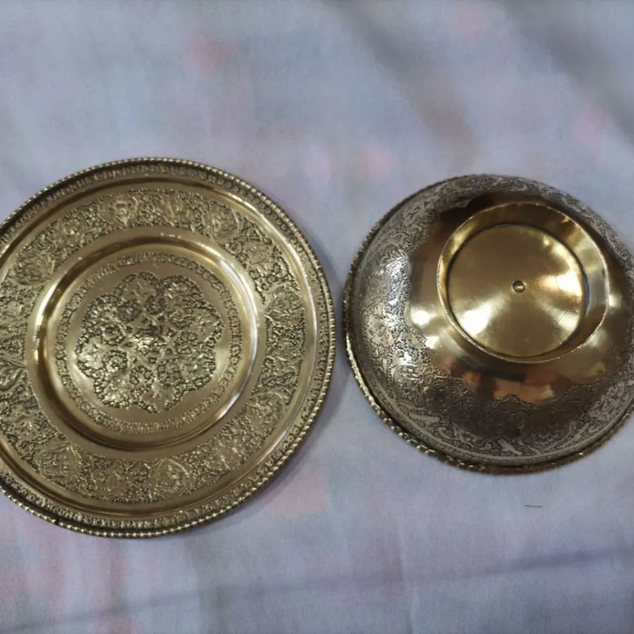 کاسه و بشقاب برنجی آنتیک