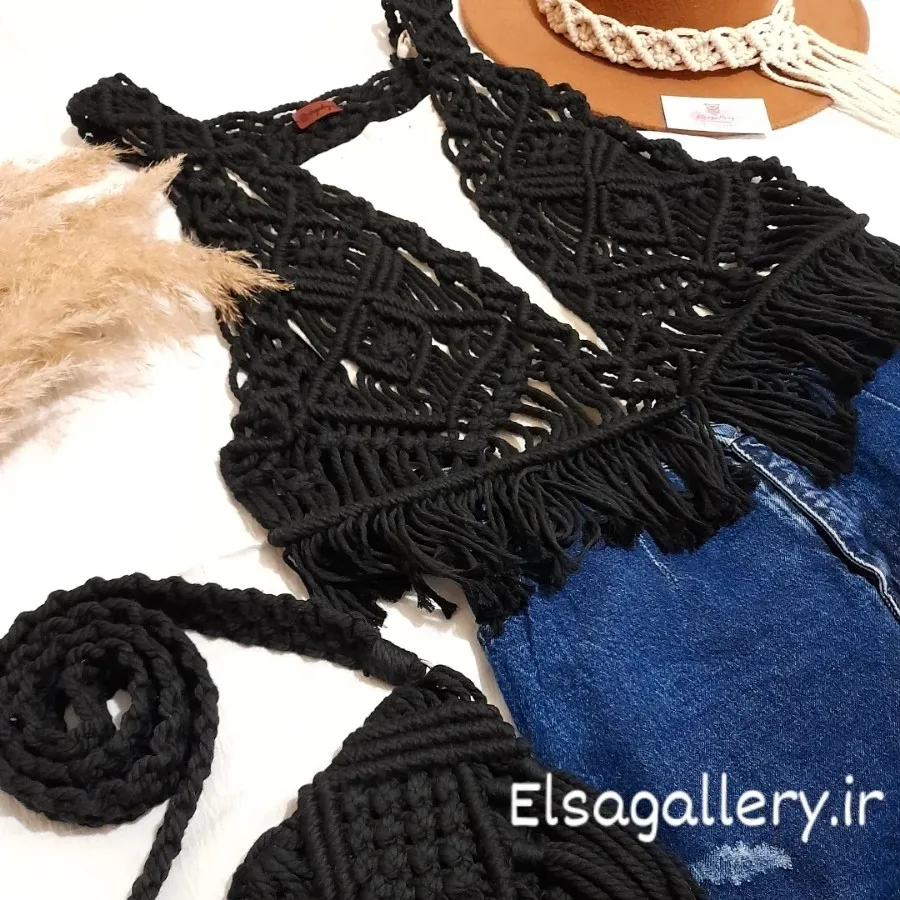 جلیقه مکرومه بافی