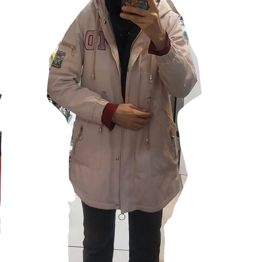 کاپشن کلاهدار صورتی روشن