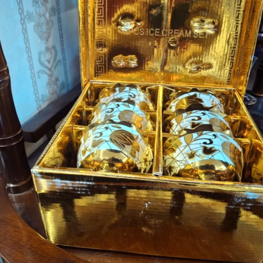 بستنی خوری طلاکوب 6 عددی