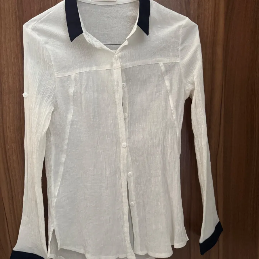 شومیز S سفید سرمه ای