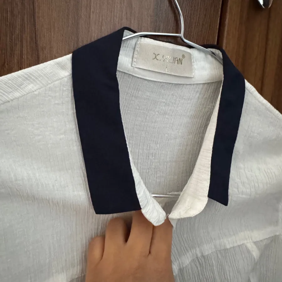 شومیز S سفید سرمه ای