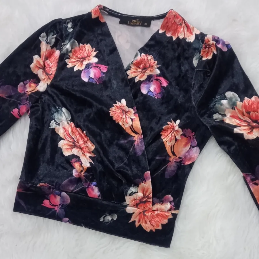 کراپ مخمل آستین دار مجلسی