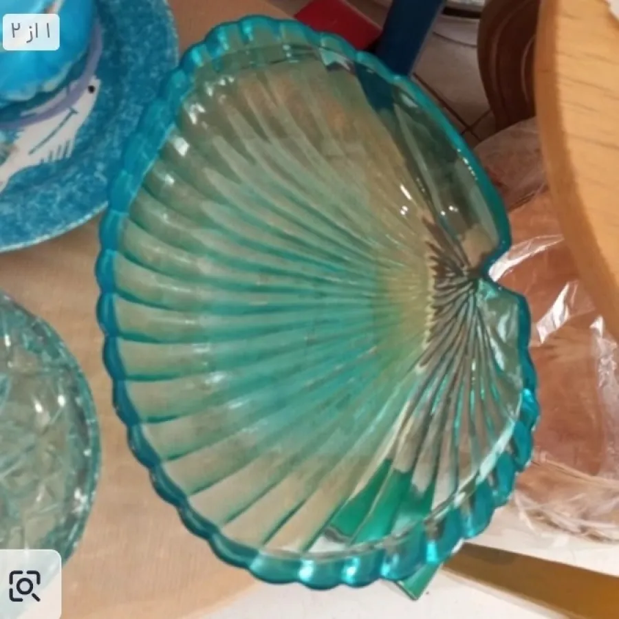 ظرف بلور آبی صدفی