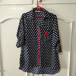 شومیز کرپ خالخالی