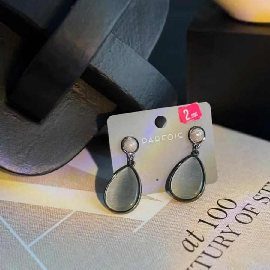 گوشواره سنگی اشکی طوسی