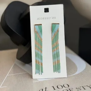 گوشواره ریزشی آویز سبز